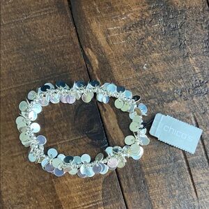 NWT. Chico's Silver Iridescent Bracelet